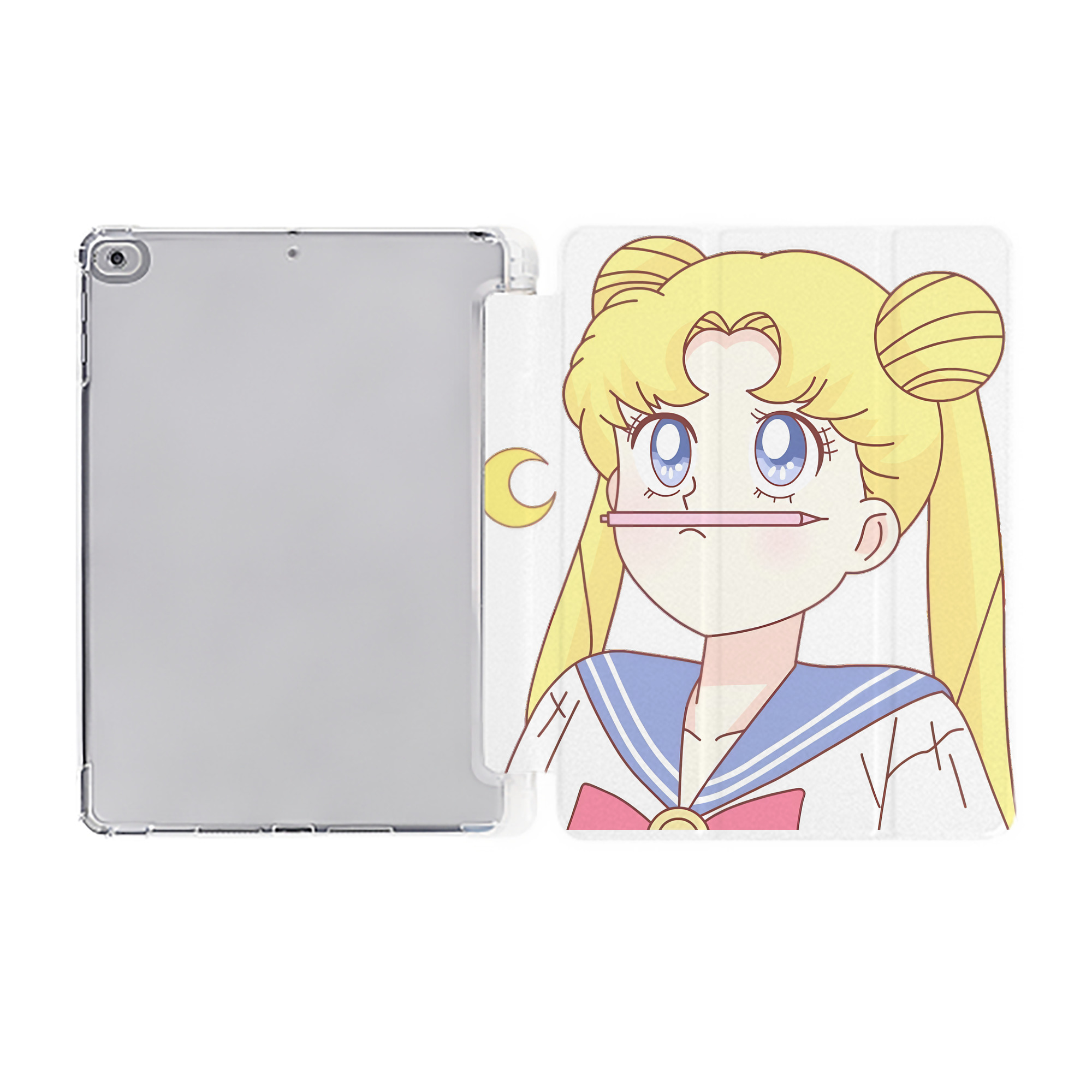 （画像用） 美少女戦士セーラームーン 愛野 美奈子 あいの みなこ Sailor Moon Aino Minako IPad ケース ペン収納付き 三つ折りスタンド PUレザー×シリコン 対応機種9.5/10.5/10.9インチ